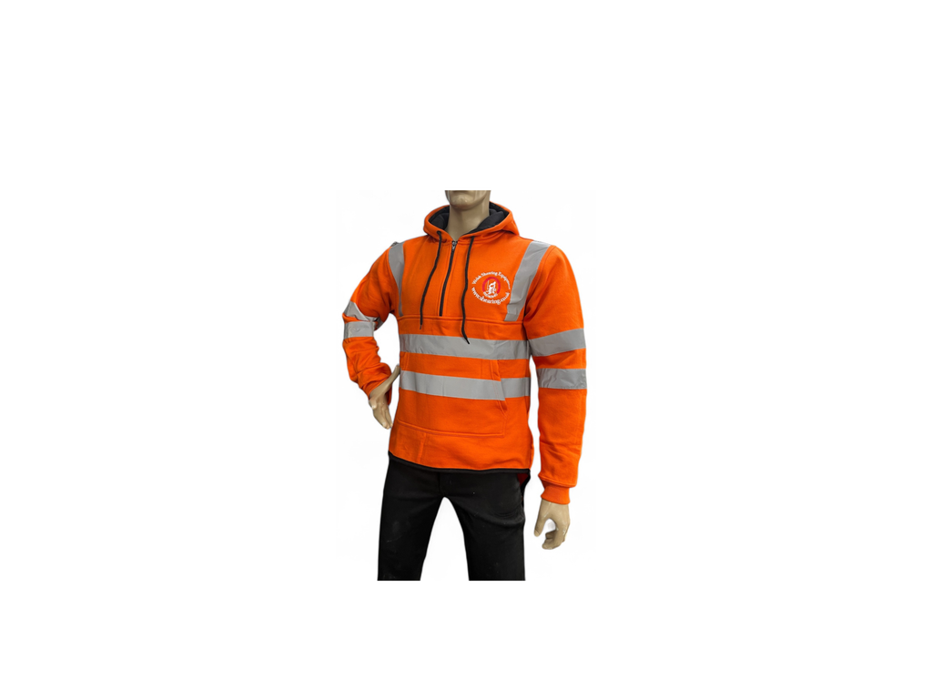 Welsh Shearing Long Back Hoodie Hi-Vis with Half Zip