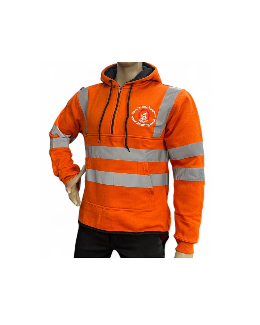 Welsh Shearing Long Back Hoodie Hi-Vis with Half Zip