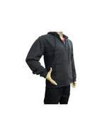 Long Back Hoodie  Black with Half Zip -UNBRANDED/NO LOGO (Quantity Discounts Available)