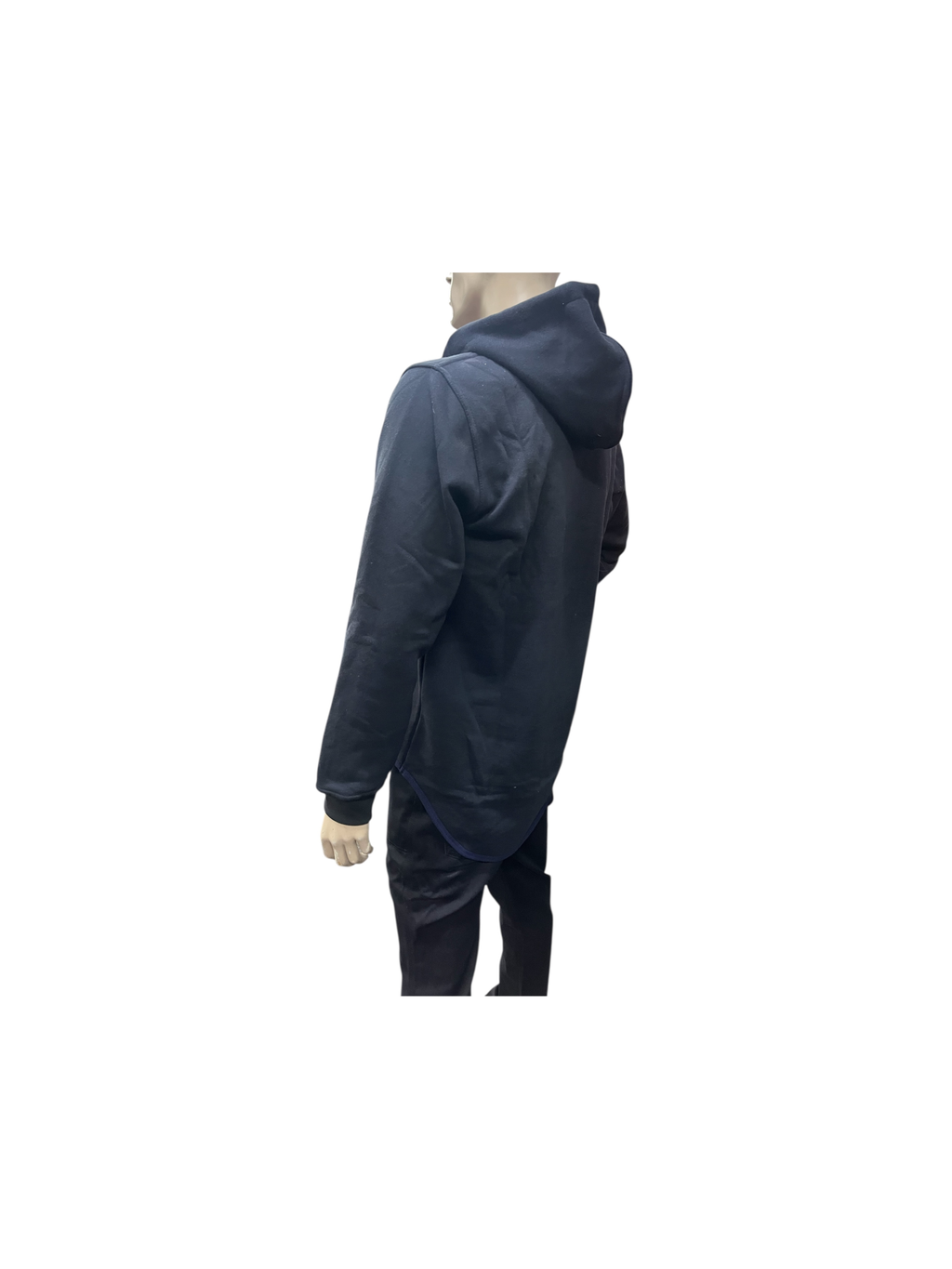 Long Back Hoodie  Black with Half Zip -UNBRANDED/NO LOGO (Quantity Discounts Available)